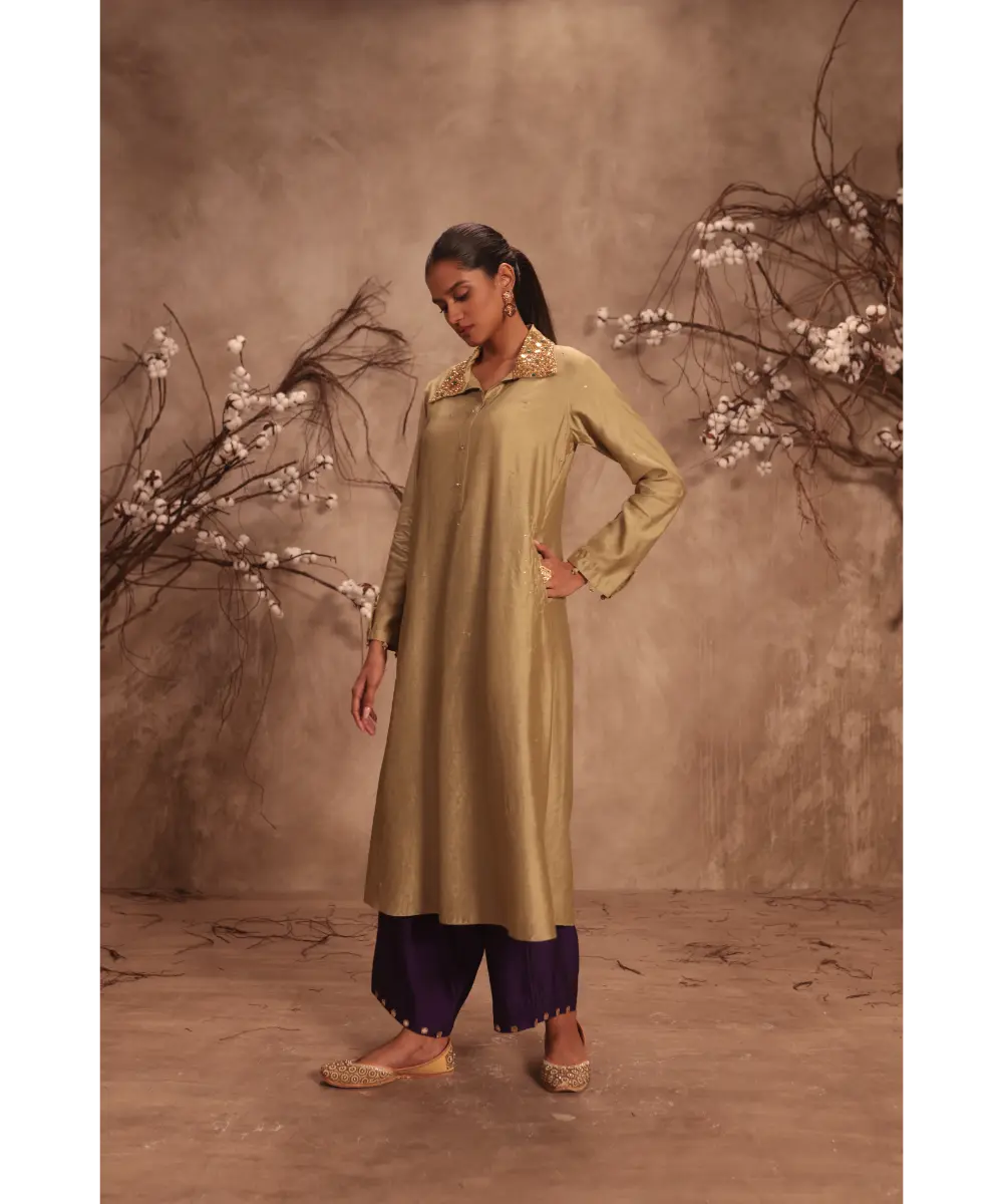 NITI BHOTRA - Nazakat Light Green Collar Kurta Set